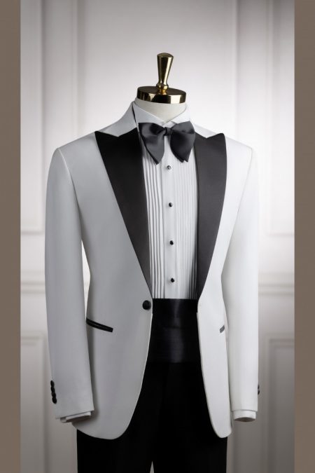 Vest trắng cổ nhọn đen 1 nút cao cấp