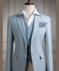 Vest xanh pastel 2 nút cổ V viền chỉ