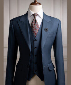 Vest xanh navy 2 nút cổ v