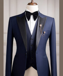 Vest xanh cổ nhọn viền đen 1 nút