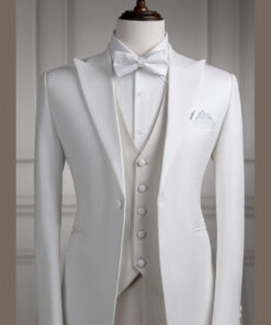 Vest trắng cổ nhọn 1 nút