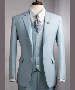 Vest xanh pastel 2 nút cổ V viền chỉ