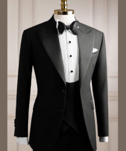 Vest đen tuxedo cổ nhọn 2 cúc