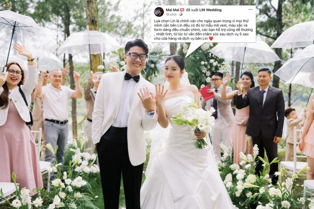 Chú rể Thành Lộc tỏa sáng trong bộ Tuxedo trắng tinh khôi từ LIN Wedding