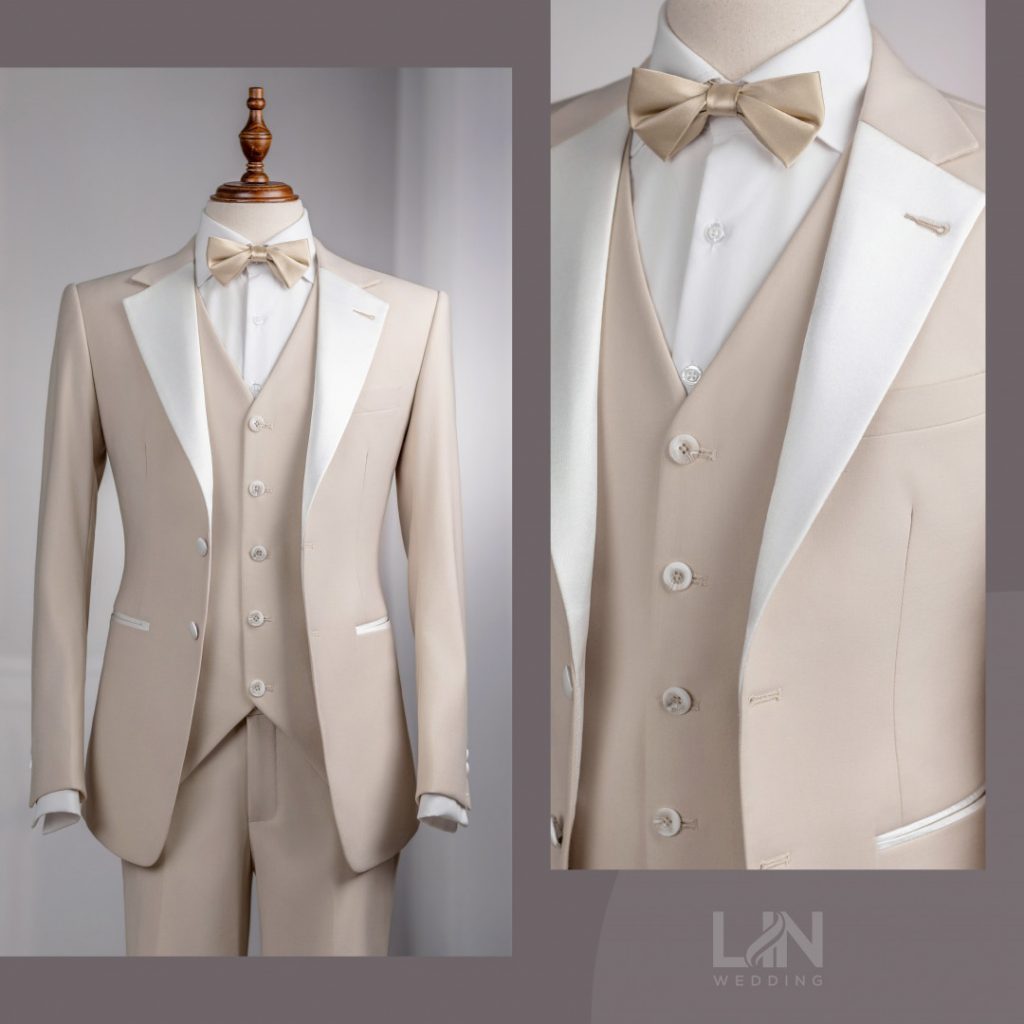 LỄ PHỤC TUXEDO MÀU BEIGE – BIỂU TƯỢNG CỦA SỰ THANH LỊCH VÀ TINH TẾ