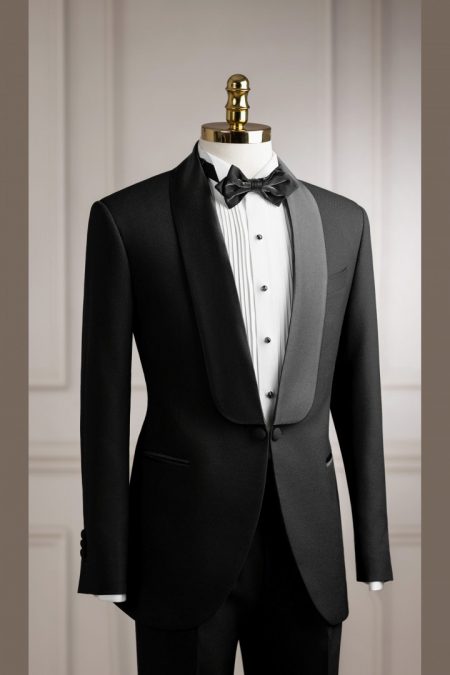 Vest đen mắt ưng cổ sam tuxedo 1 cúc