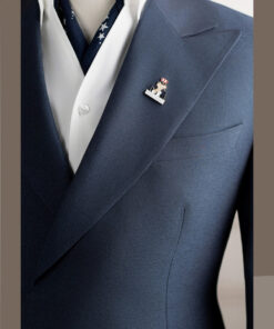 Vest xanh navy kim sa cài chéo cổ nhọn
