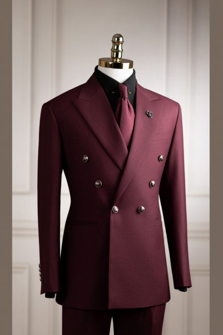 Vest đỏ đô cổ nhọn 6 cúc chữ V