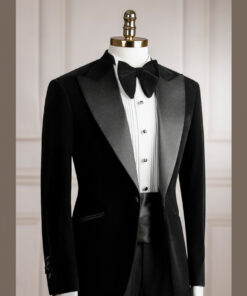 VE.285 Vest đen nhung tuxedo cổ nhọn 1 cúc