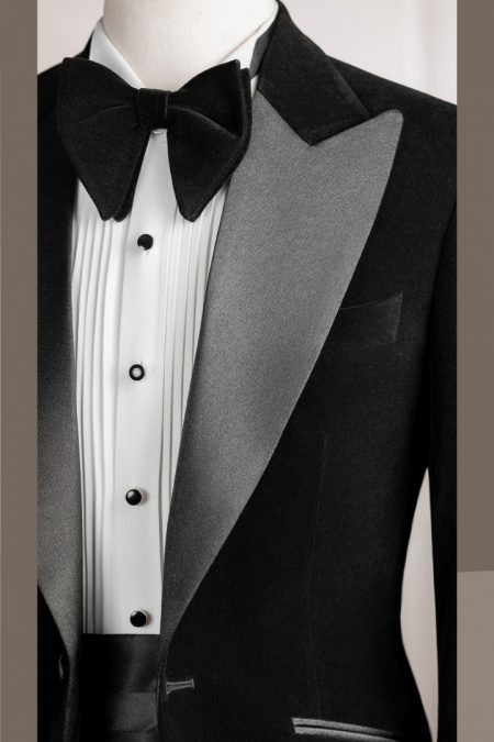 VE.285 Vest đen nhung tuxedo cổ nhọn 1 cúc