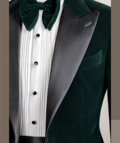 VE.286 Vest xanh lục bảo nhung tuxedo cổ nhọn 1 cúc