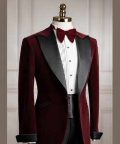 VE.287 Vest đỏ nhung tuxedo hand flip cổ nhọn 1 cúc