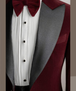 VE.287 Vest đỏ nhung tuxedo hand flip cổ nhọn 1 cúc