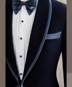 VE.288 Vest xanh dương nhung tuxedo cổ sam 1 cúc