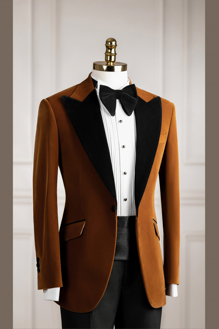 VE.289 Vest cam nhung tuxedo cổ nhọn 1 cúc