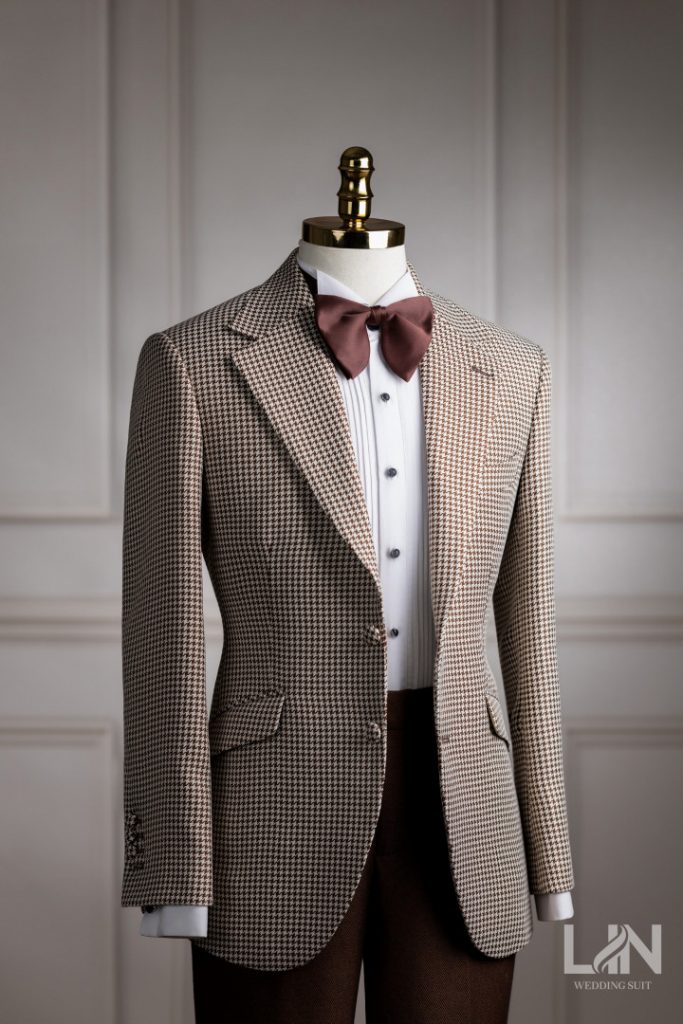 VEST NÂU KEM HỌA TIẾT ZICZAC VẢI TWILL | LIN WEDDING SUIT