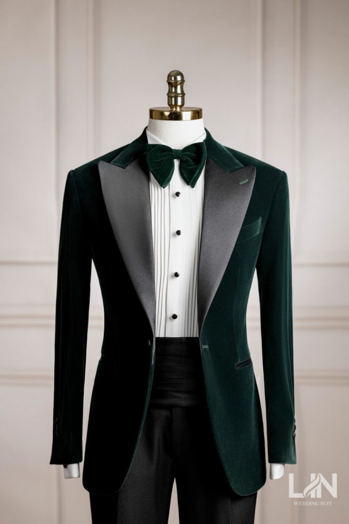 Emerald Green Velvet – Định nghĩa khí chất sang trọng cho chú rể trong lễ cưới.