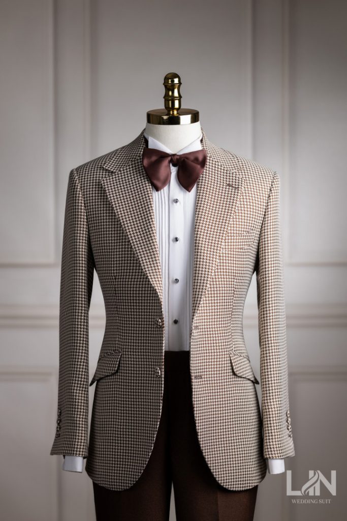 VEST NÂU KEM HỌA TIẾT ZICZAC VẢI TWILL | LIN WEDDING SUIT