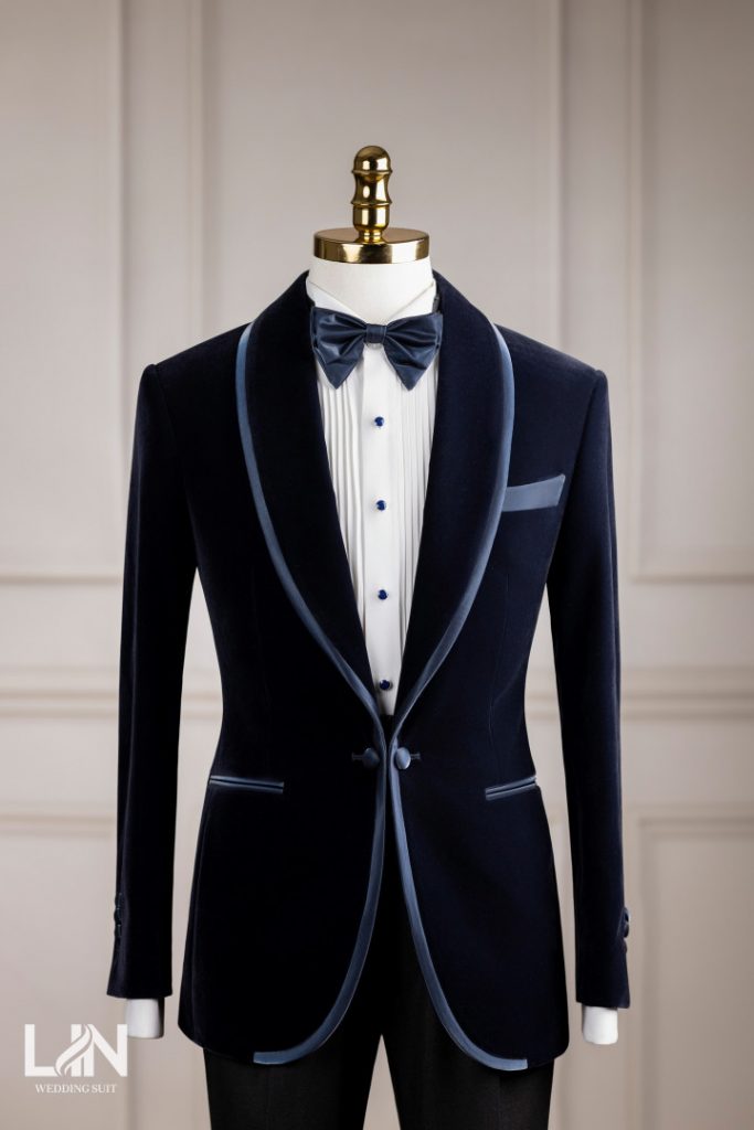 TUXEDO NHUNG XANH NAVY – BẢN LĨNH CHÚ RỂ THỜI THƯỢNG