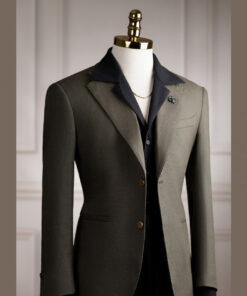 Vest xanh rêu linen tưng cổ K 2 cúc