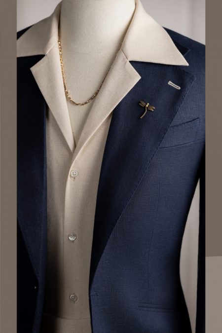 Vest xanh đen linen tưng cổ K 1 cúc