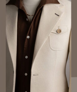 Vest kem sáng linen bột cổ K 2 cúc