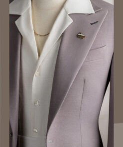 Vest tím gray linen bột cổ nhọn 1 cúc