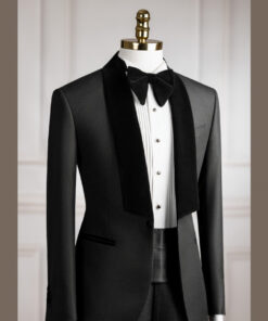 Tuxedo đen oli mini cổ nhung 1 cúc