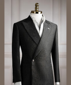 Vest đen vân vỏ cây gài chéo 1 cúc