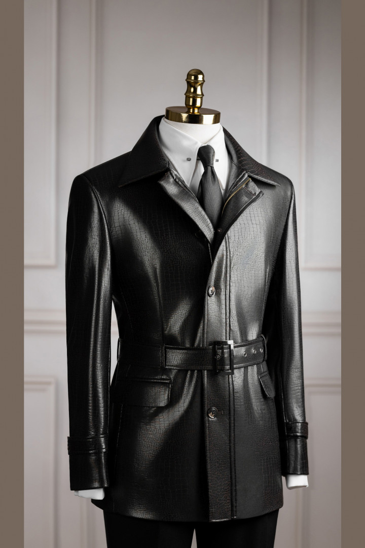 Black leather coat