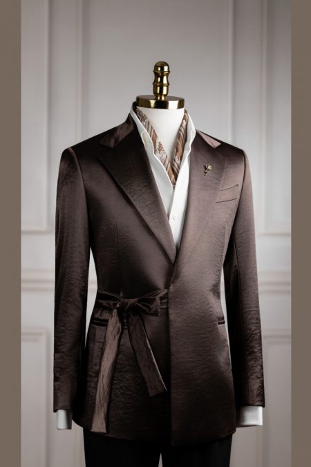 Vest nâu đồng cổ K thắt chéo