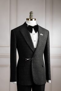 Vest đen cúc cài chéo vải tweed – Đậm chất quý ông hiện đại