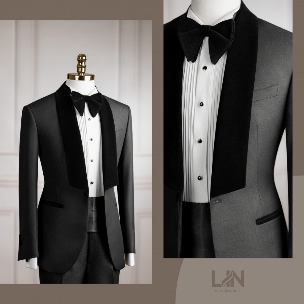 TUXEDO ĐEN HỌA TIẾT OLI CỔ NHUNG