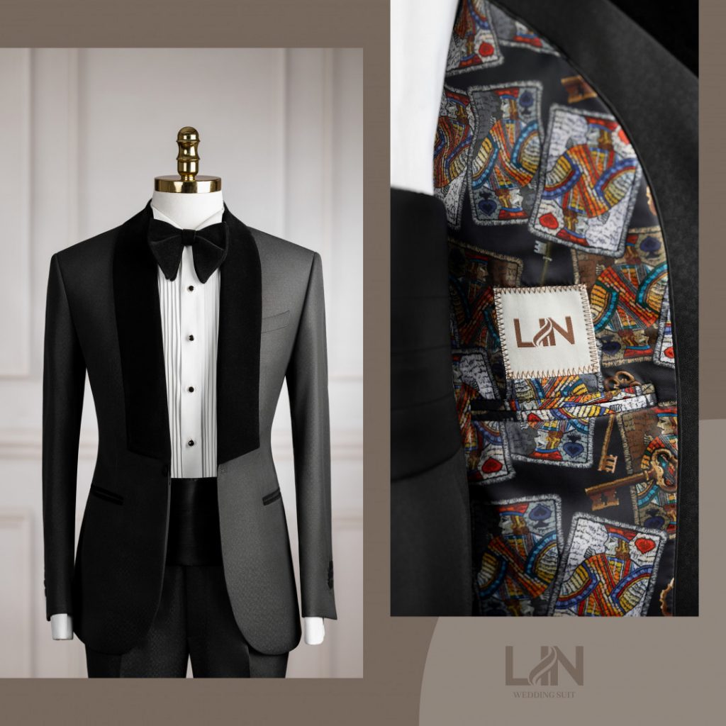 TUXEDO ĐEN HỌA TIẾT OLI CỔ NHUNG