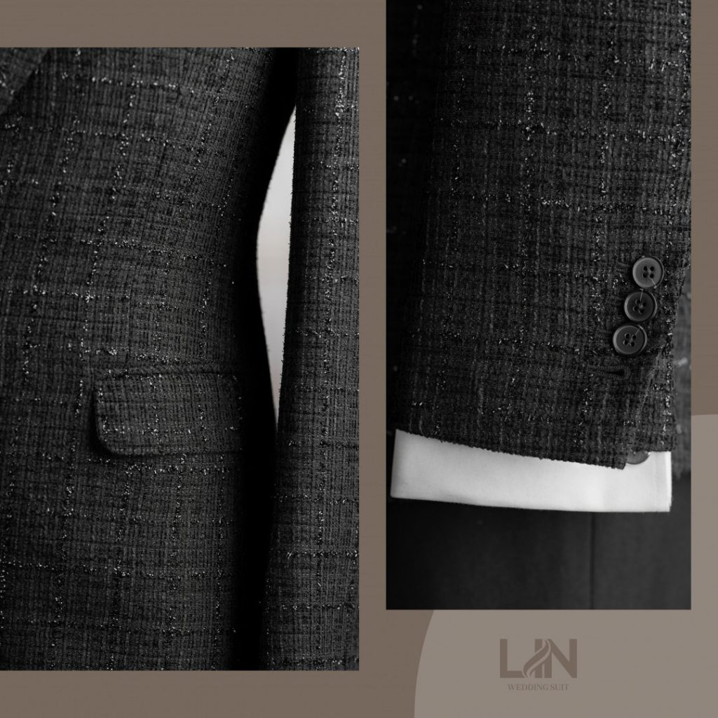 Vest đen cúc cài chéo vải tweed – Đậm chất quý ông hiện đại