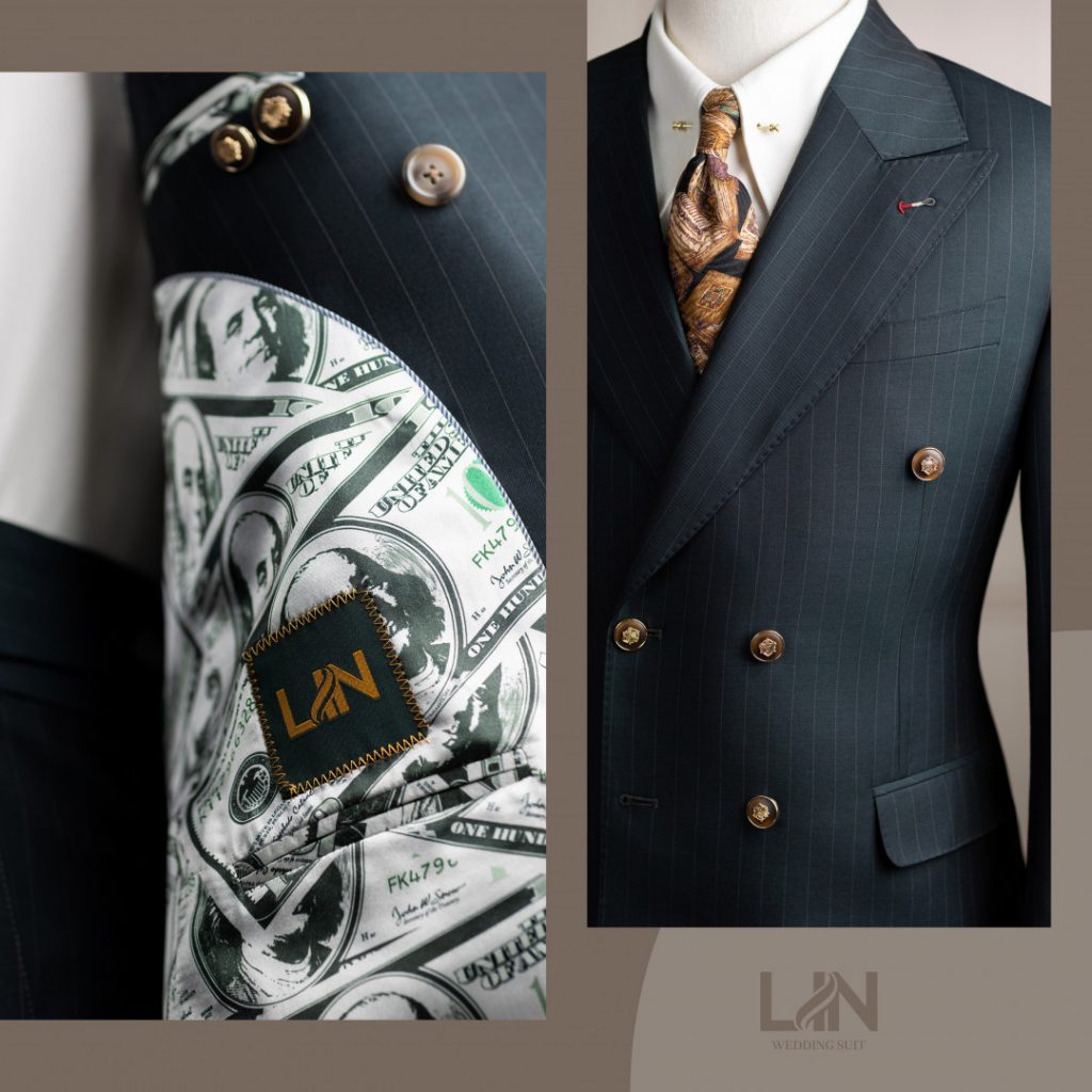 Suit xanh rêu sọc dọc – Khí chất khác biệt cho chú rể hiện đại