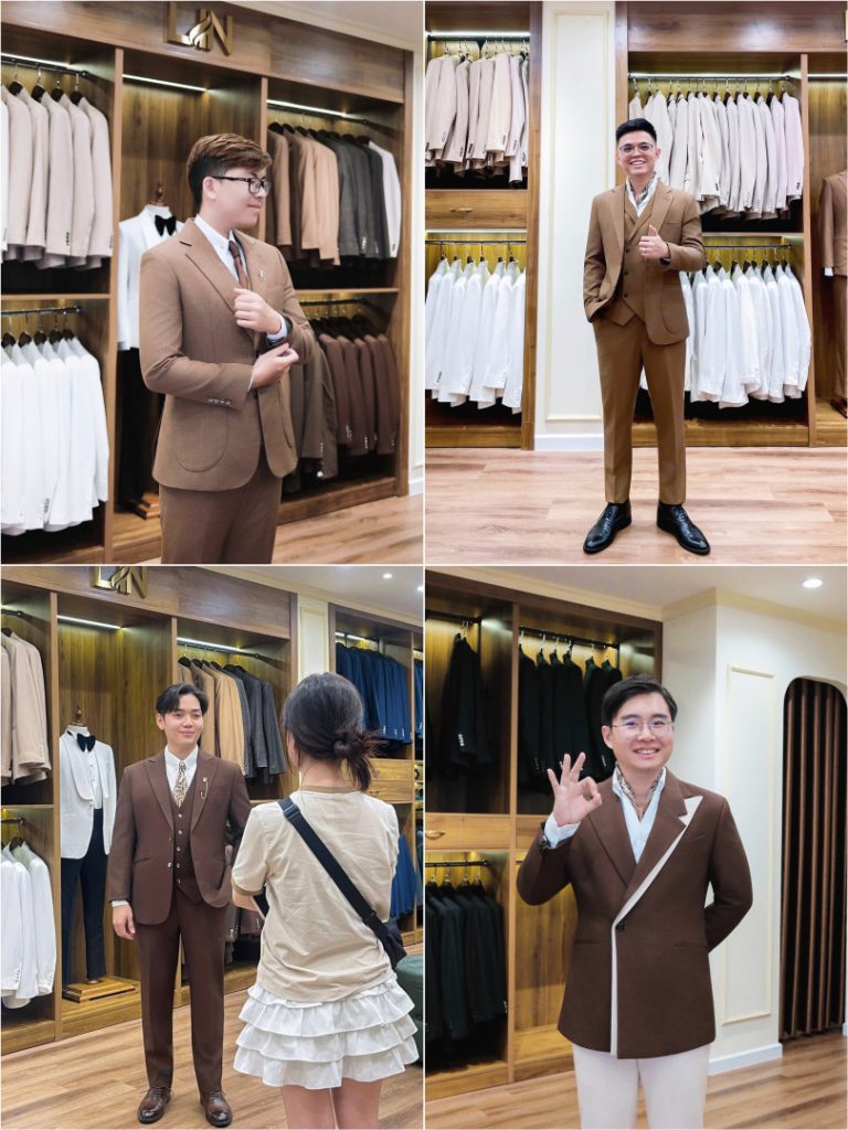 KHOẢNH KHẮC CÁC CHÀNG RỂ HÀI LÒNG KHI FITTING VEST TẠI LIN WEDDING SUIT