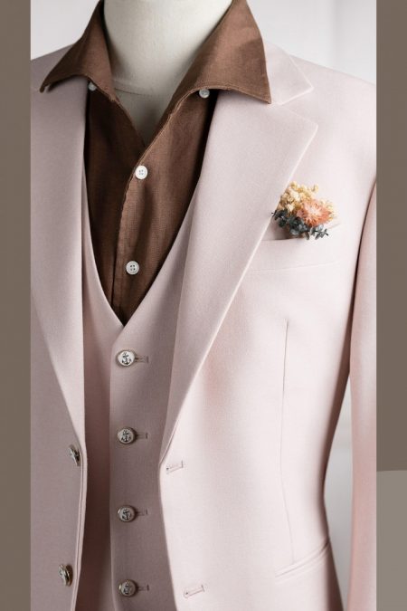 Vest hồng phấn cổ K 2 cúc