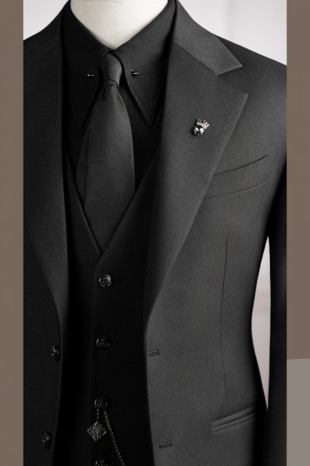 Vest xám chì cổ K 2 cúc_A