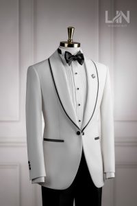 TUXEDO TRẮNG CỔ SAM VIỀN ĐEN – BIỂU TƯỢNG CỦA SỰ THANH LỊCH