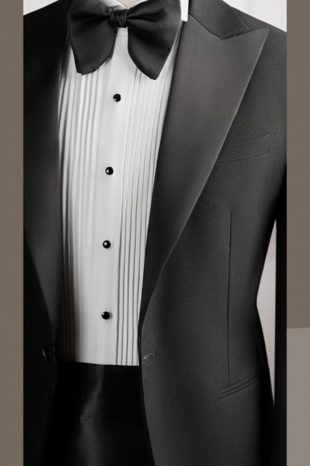 Vest đen cổ nhọn phi mờ 1 cúc