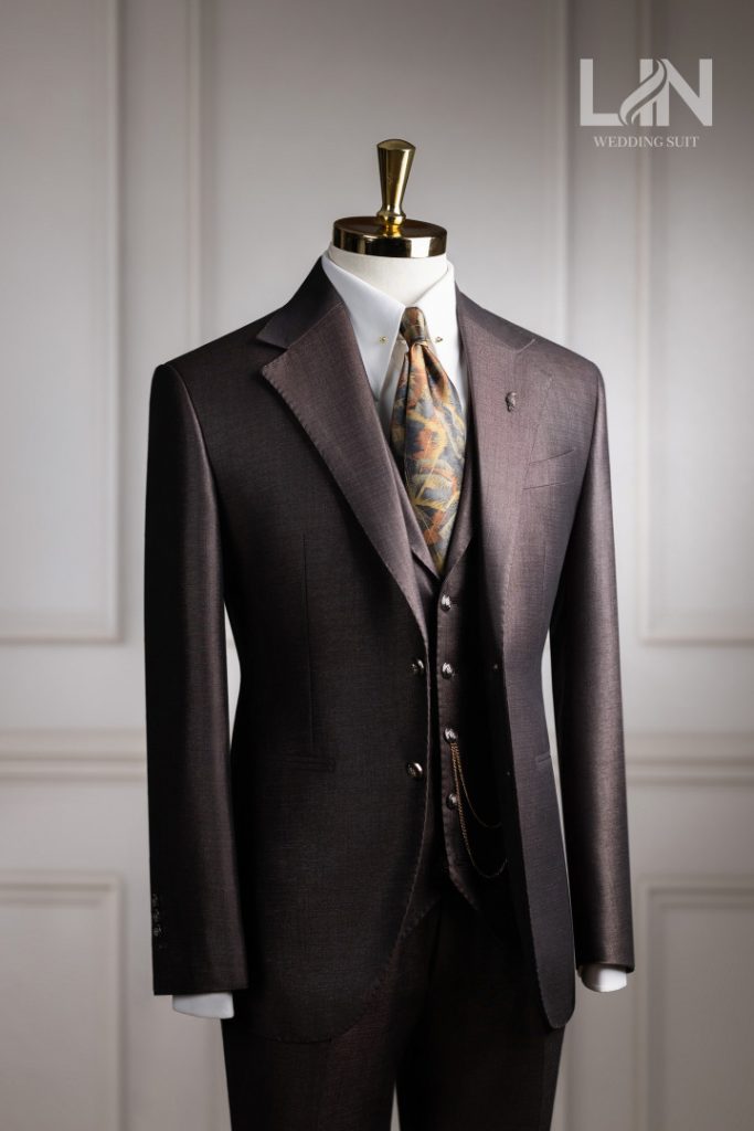 SUIT NÂU 3 MẢNH XƯỚC KIM SA