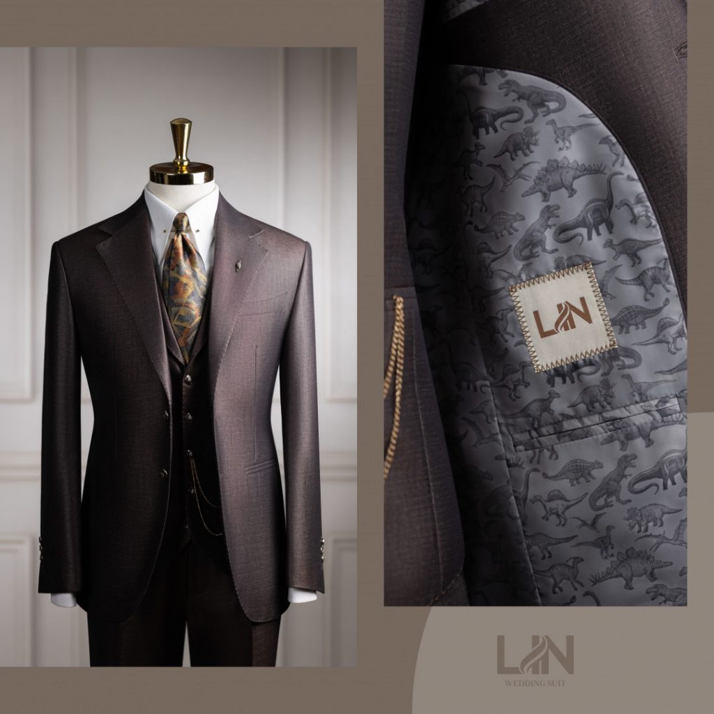 SUIT NÂU 3 MẢNH XƯỚC KIM SA
