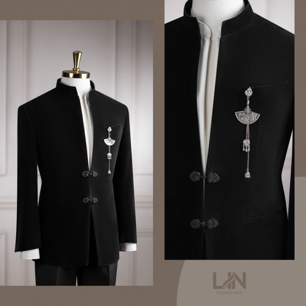 VEST ĐEN NHUNG CỔ TRỤ – KHÍ CHẤT KHÁC BIỆT CHO CHÚ RỂ HIỆN ĐẠI