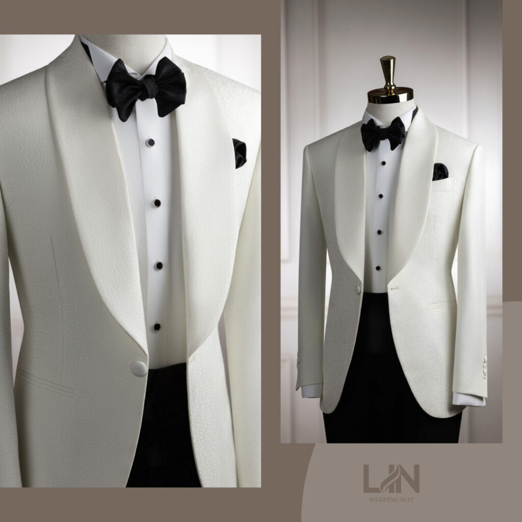 LỄ PHỤC TUXEDO KEM GẤM CỔ SAM – KHI SỰ SANG TRỌNG ĐẾN TỪ NHỮNG CHI TIẾT TINH TẾ