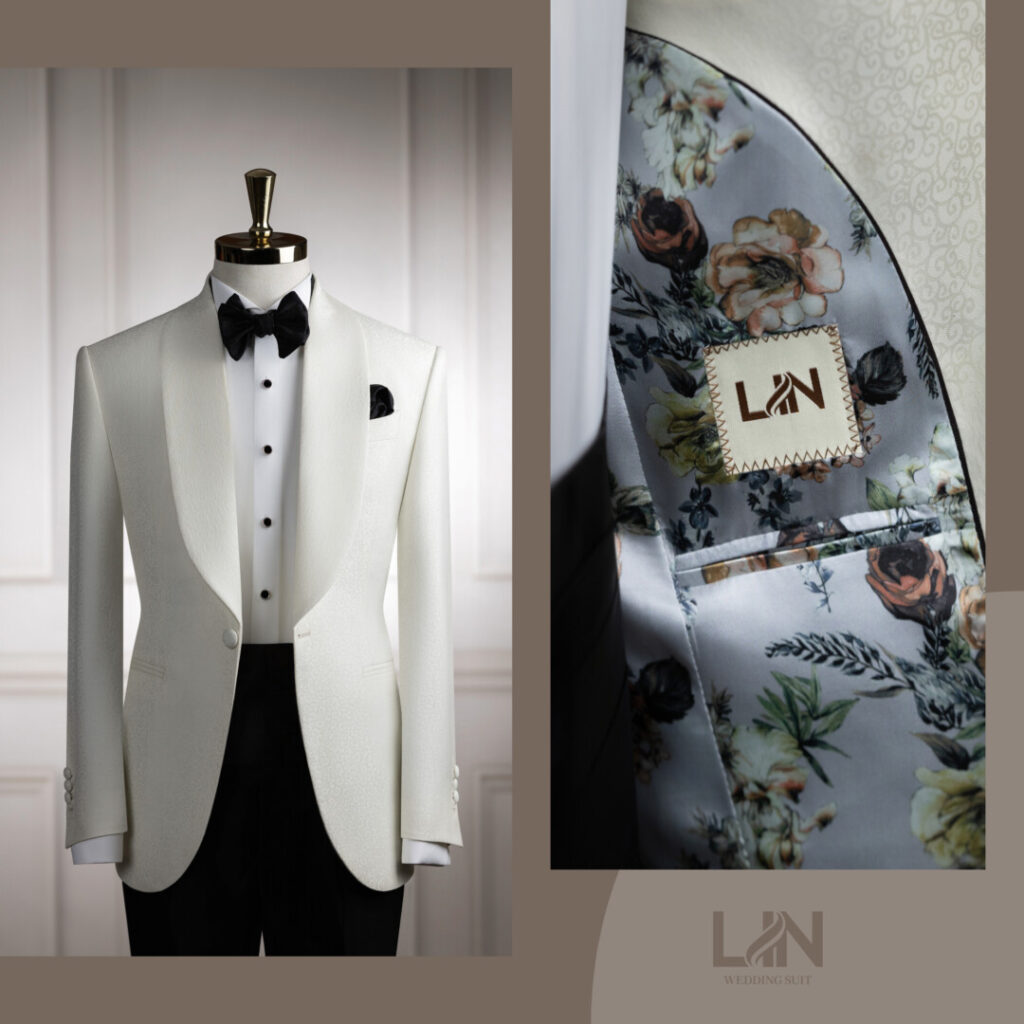 LỄ PHỤC TUXEDO KEM GẤM CỔ SAM – KHI SỰ SANG TRỌNG ĐẾN TỪ NHỮNG CHI TIẾT TINH TẾ
