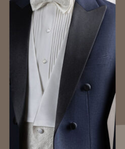 Tuxedo xanh xước kim sa đuôi tôm cổ nhọn 6 cúc