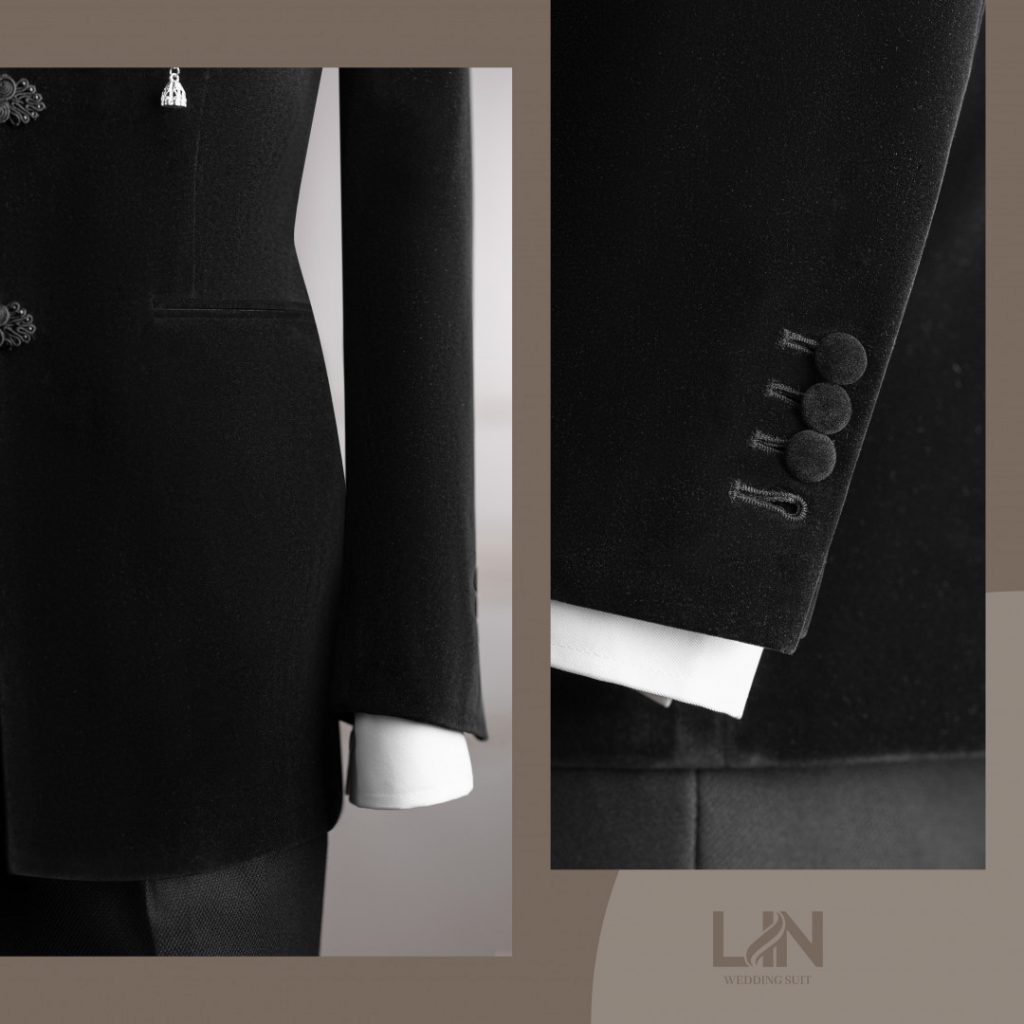 VEST ĐEN NHUNG CỔ TRỤ – KHÍ CHẤT KHÁC BIỆT CHO CHÚ RỂ HIỆN ĐẠI