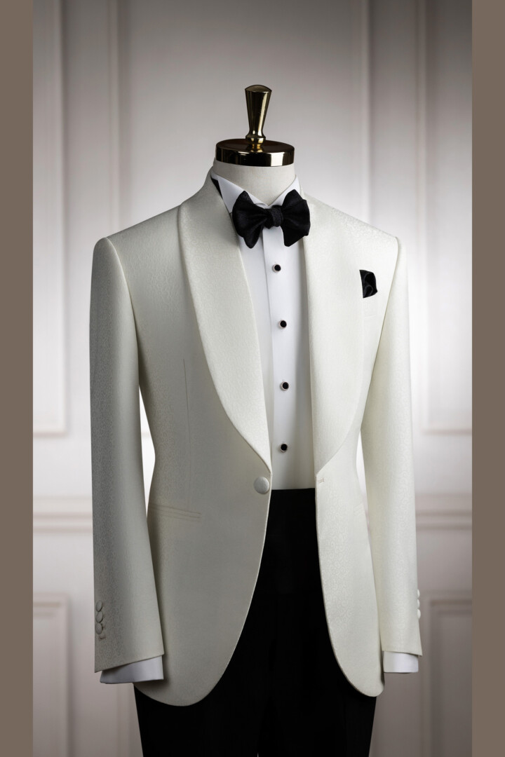 VE.346 Tuxedo kem gấm cổ sam 1 cúc