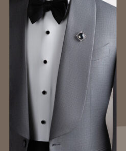 VE.345 Tuxedo xám xước cổ sam 1 cúc
